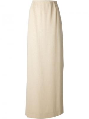 Твидовая длинная юбка Jean Louis Scherrer Vintage. Цвет: телесный