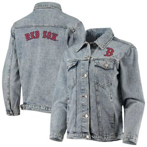 Женская джинсовая куртка на пуговицах Wild Collective Boston Red Sox Team с нашивкой Unbranded