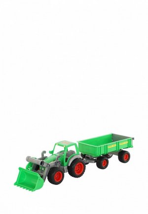 Игрушка Wader Фермер-техник, трактор-погрузчик с прицепом (в коробке). Цвет: зеленый