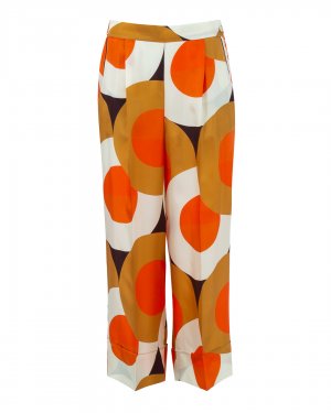 Широкие брюки из шелка BEATRICE. Цвет: оранжевый+белый+коричневый