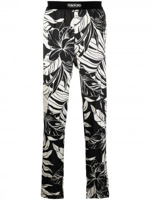 Пижамные брюки с цветочным принтом TOM FORD. Цвет: черный