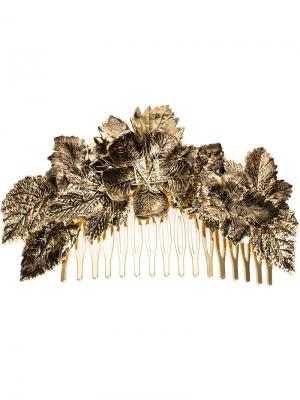 Гребень для волос Khloe декорированная листьями Maison Michel. Цвет: металлический