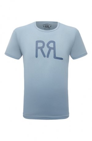 Хлопковая футболка RRL. Цвет: голубой