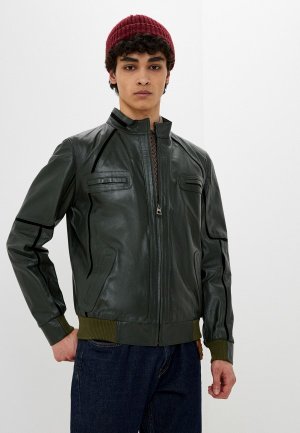 Куртка кожаная Giorgio Di Mare. Цвет: зеленый