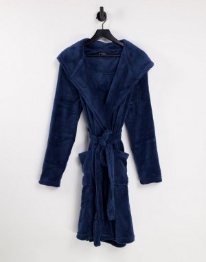 Темно-синий флисовый халат с капюшоном Brave Soul