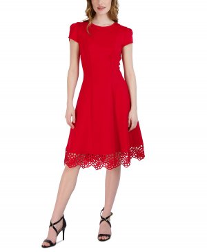 Женское расклешенное платье без рукавов с круглым вырезом , красный Donna Ricco