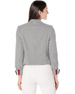 Блейзер Three-Button Cropped Checkered Blazer, цвет Black/Ivory Tommy Hilfiger