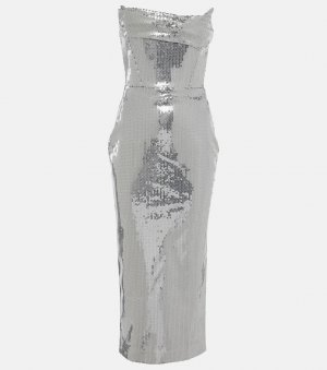 Корсетное платье миди с пайетками , серебряный Alex Perry