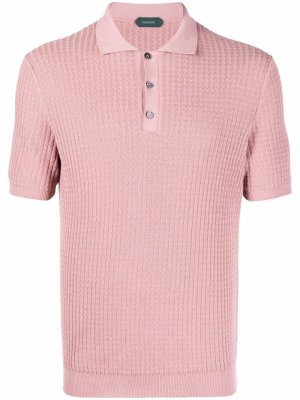 Ribbed-knit cotton polo shirt Zanone. Цвет: розовый