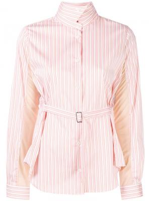 Полосатая рубашка с поясом Aalto. Цвет: розовый
