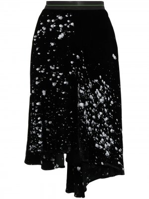 Велюровая юбка с принтом Sankuanz. Цвет: черный