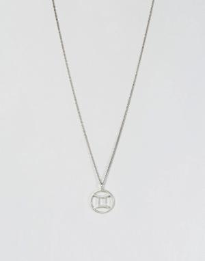 Серебряное ожерелье со знаком зодиака Близнецы Fashionology. Цвет: серебряный