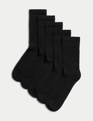 5 пар носков до щиколотки с высоким содержанием хлопка и непревзойденным комфортом , черный Marks & Spencer
