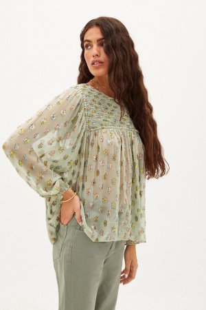 Эмма. Струящаяся блузка с люрексом , зеленый Hoss Intropia
