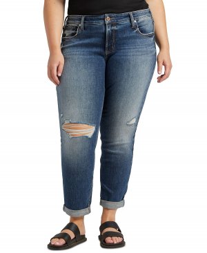Разрушенные джинсы-бойфренды больших размеров Silver Jeans Co.