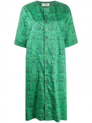 Платье-трапеция на пуговицах с цветочным принтом Zucca. Цвет: зеленый