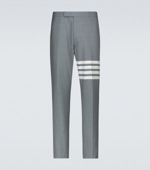 Шерстяные костюмные брюки 4-Bar , серый Thom Browne