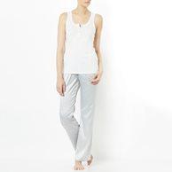 Пижама с атласными брюками LOVE JOSEPHINE. Цвет: белый/серый с рисунком