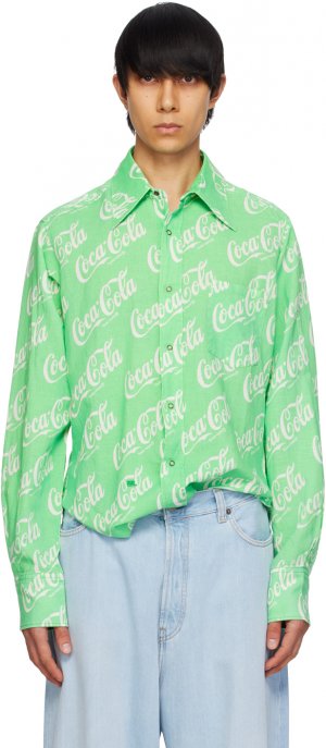 Зеленая рубашка с принтом Erl, цвет Green coca cola ERL
