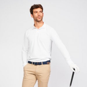 Мужская рубашка-поло для гольфа с длинным рукавом - MW500 белая , цвет weiss INESIS