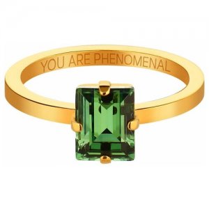 Кольцо , кристалл, размер 16.5, золотой, зеленый Phenomenal Studio. Цвет: золотой/зеленый