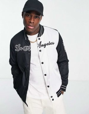 Черно-белая университетская куртка Los Angeles Hollister