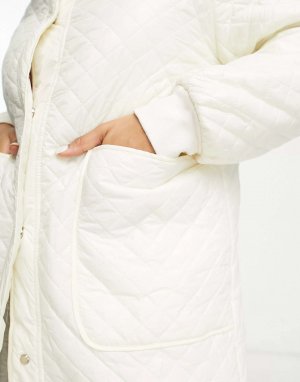 Белое длинное пуховое пальто с капюшоном Urban Revivo. Цвет: белый