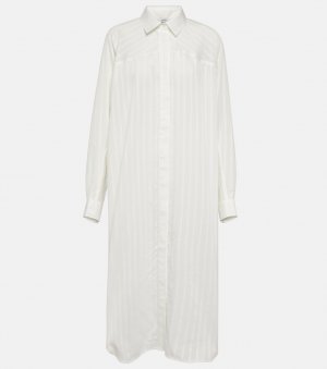 Жаккардовое платье-рубашка в полоску TOTEME, белый Totême