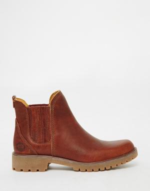 Светло-коричневые кожаные ботинки челси Lyonsdale Timberland. Цвет: рыжий