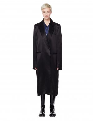 Черное пальто из сатина Ann Demeulemeester