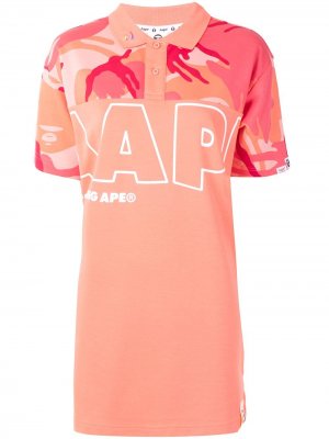 Рубашка поло с камуфляжным принтом и логотипом AAPE BY *A BATHING APE®. Цвет: розовый