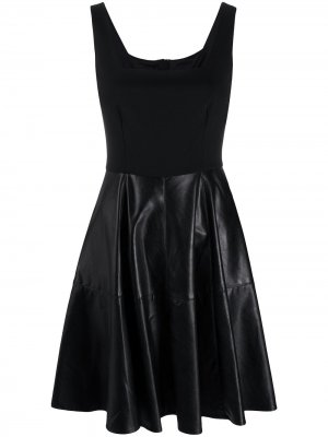 Платье мини с юбкой из искусственной кожи Pinko. Цвет: черный