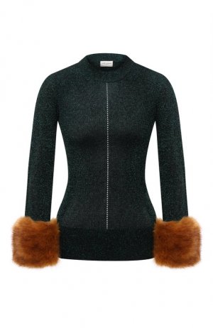 Пуловер из вискозы Saint Laurent. Цвет: зелёный
