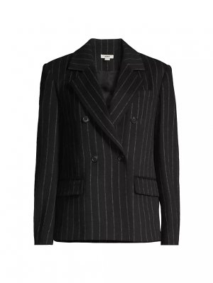 Двубортный пиджак в тонкую полоску из смесовой шерсти , цвет black chalk stripe Jason Wu