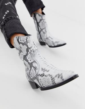 Кожаные ботинки в стиле вестерн со змеиным принтом Jacky-Jo-Мульти Bronx