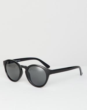 Черные круглые солнцезащитные очки Weekday. Цвет: черный