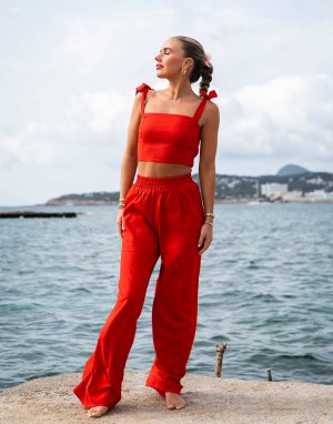 Ярко-оранжевые пляжные брюки с кулиской X Miss Molly South Beach
