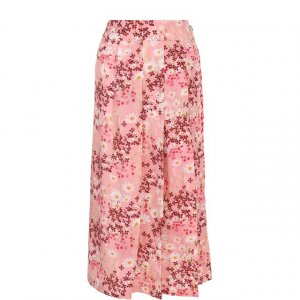 Шелковая юбка-миди с цветочным принтом Mother Of Pearl. Цвет: розовый