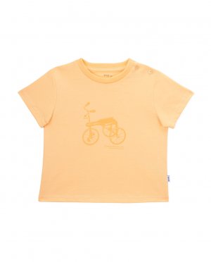 Футболка для мальчика с короткими рукавами и рисунком трехколесного велосипеда, желтый KNOT