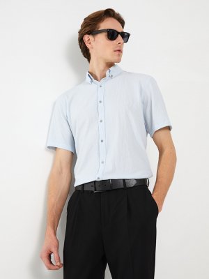Мужская рубашка обычного кроя с коротким рукавом , синий LCW Vision