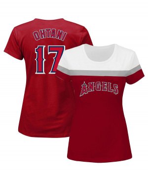 Женская красная футболка с разделенным корпусом и логотипом Shohei Ohtani Los Angeles Angels большого размера , красный Fanatics