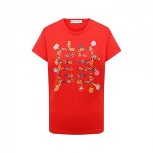 Хлопковая футболка Givenchy. Цвет: красный