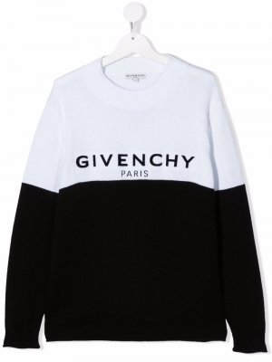 Джемпер вязки интарсия с логотипом Givenchy Kids. Цвет: белый