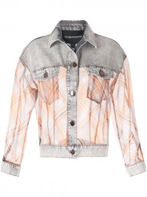 Джинсовая куртка с контрастными вставками Emporio Armani. Цвет: f637 grigio brookly