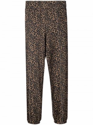 Зауженные брюки с леопардовым принтом Laneus. Цвет: коричневый