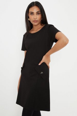 Платье прямого кроя Petite Premium с боковым карманом из понте , черный Wallis