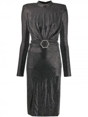 Длинное платье с кристаллами Philipp Plein. Цвет: черный
