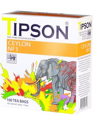 Чай черный цейлонский Ceylon №1 OPA, 100 пак*2 г. Tipson. Цвет: черный