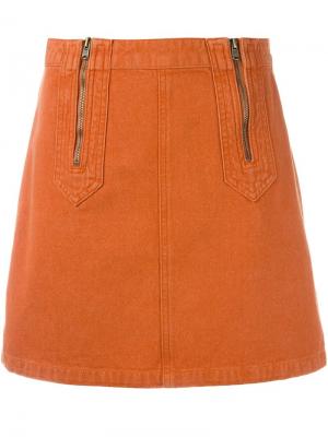 Джинсовая юбка Arrow Mih Jeans. Цвет: жёлтый и оранжевый