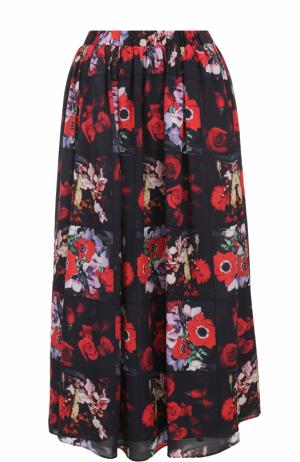 Шелковая юбка-миди с цветочным принтом Kenzo. Цвет: красный